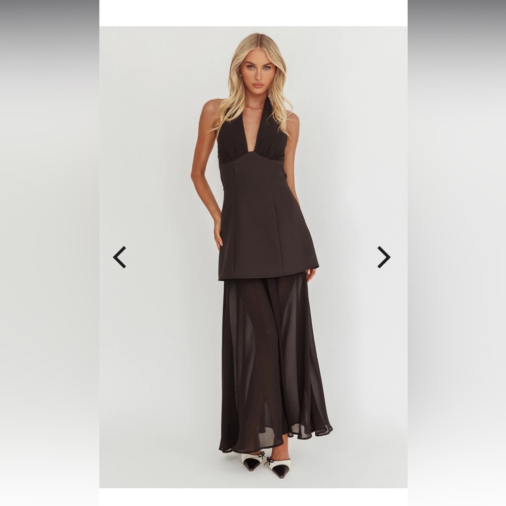 Opulent Halterneck Layered Maxi Dress Black - Picture 2 of 12